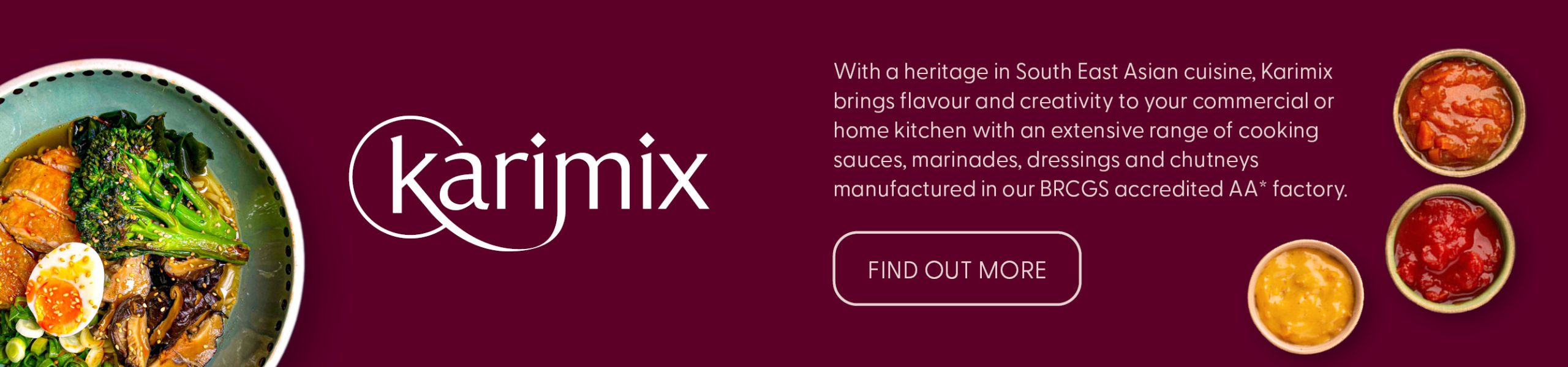 Karimix logo with a ready meal and sauces